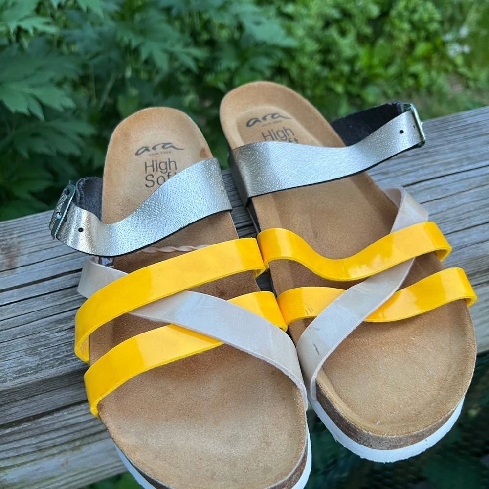Ara Beth Slide Faux Leather Size 40 9High Soft Slip Resistant Adjustable Buckle